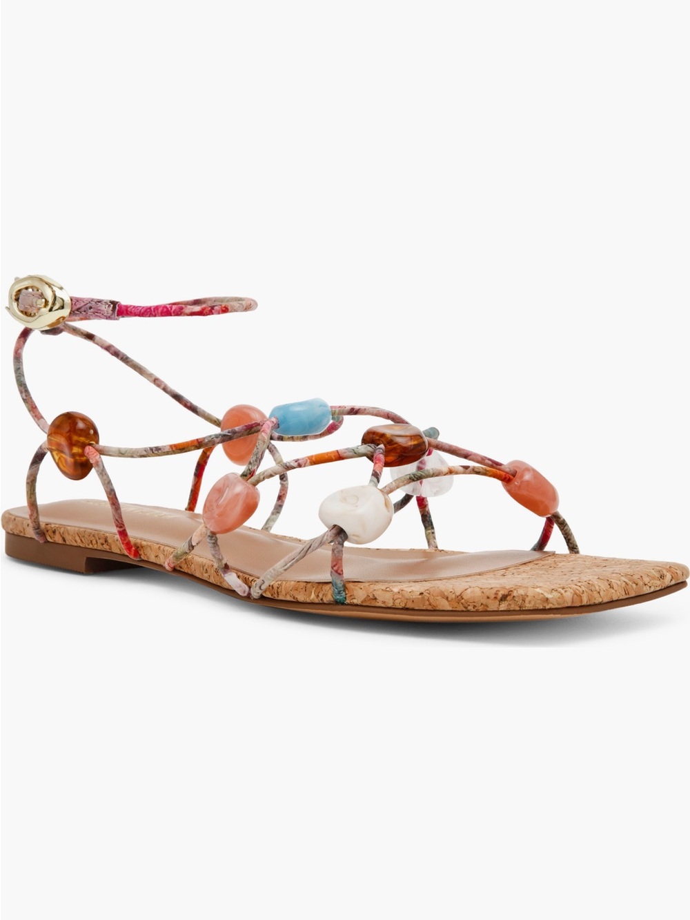 Steve Madden NWT tides ankle strap sandal cork with strappy bauble detail pastel